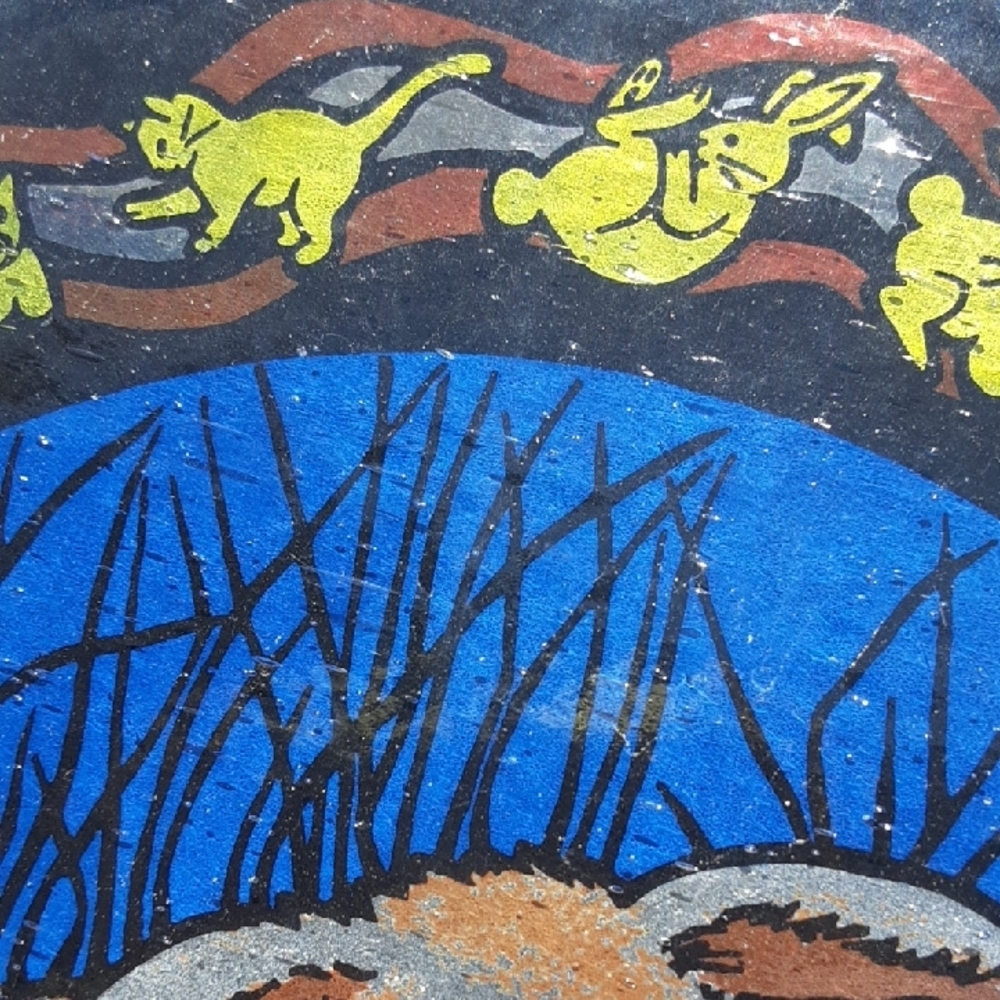 Charming Rabbit Art Glass Panel - Picture 5 of 6